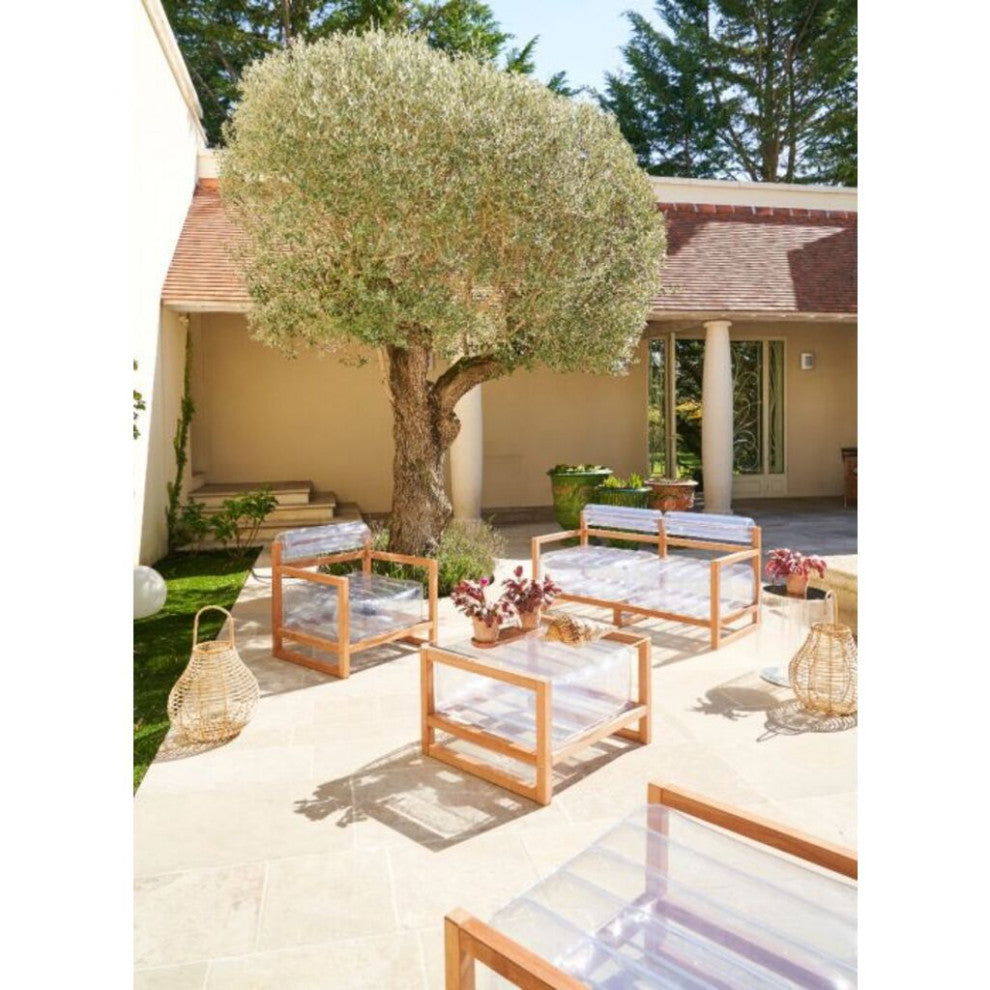Mojow Yoko 4 Piece Living Room & Garden Set | Wooden Frame - Clear Transparent