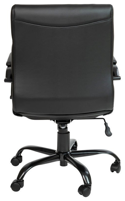 Flash Furniture Leather Mid-Back Office Swivel Chair in Black