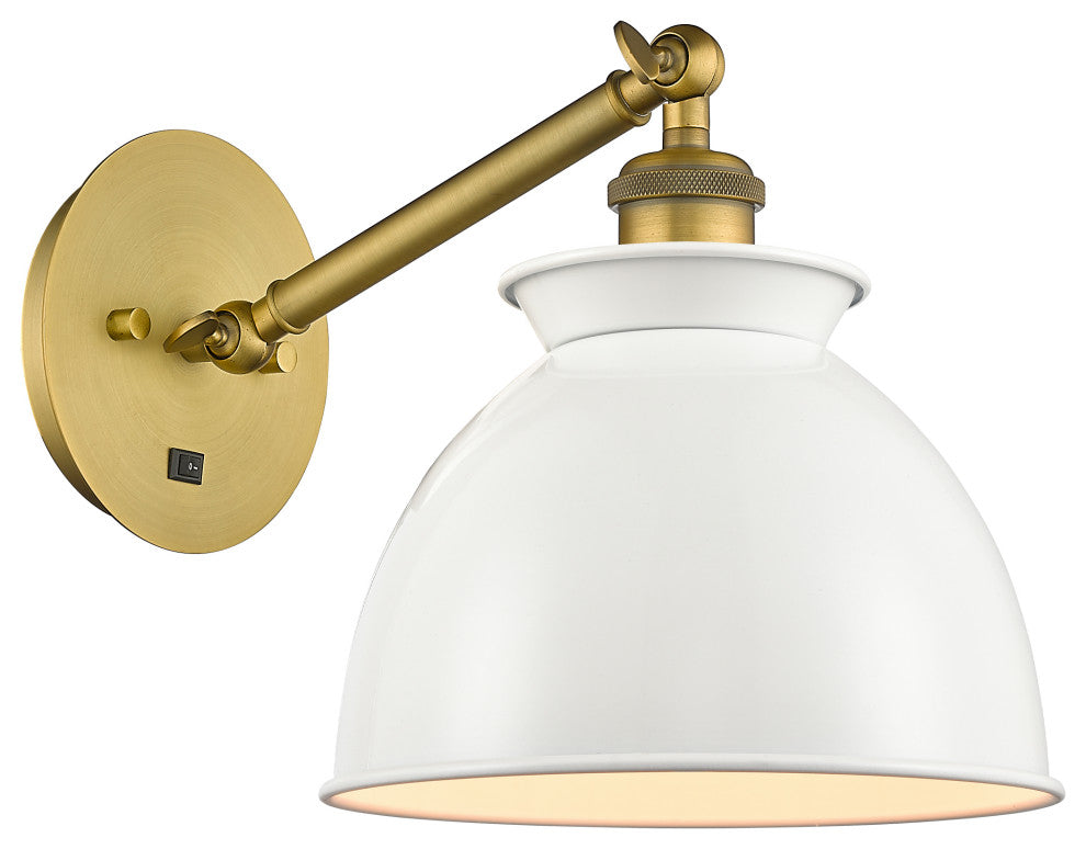 Innovations 317-1W-BB-M14-W-LED Adirondack 1 Light Sconce, Brushed Brass