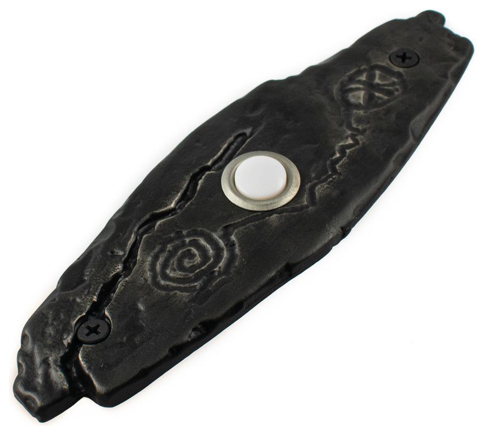 Petroglyph Doorbell, Luxury Decorative Hardware, Black Iron