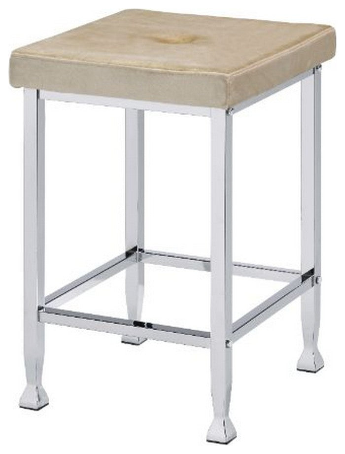 Benzara BM251121 Counter Height Stool With Padded Seat and Metal Base, Beige