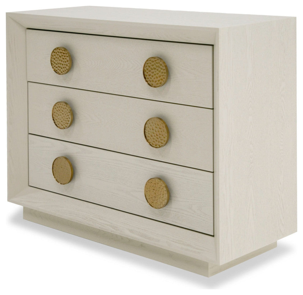 Modrest Marjorie Modern Cream and Brushed Gold Nightstand