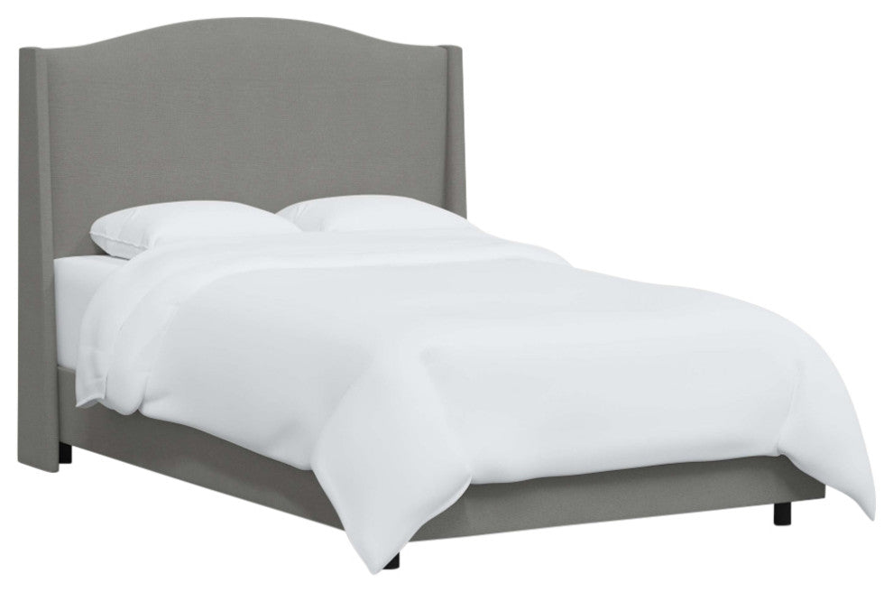 Camelback Wingback Bed, Linen Gray, Twin