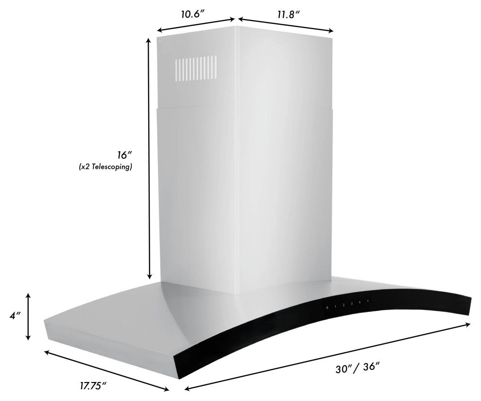 ZLINE 30 in. Wall Range Hood, Stainless Steel, KN6-30