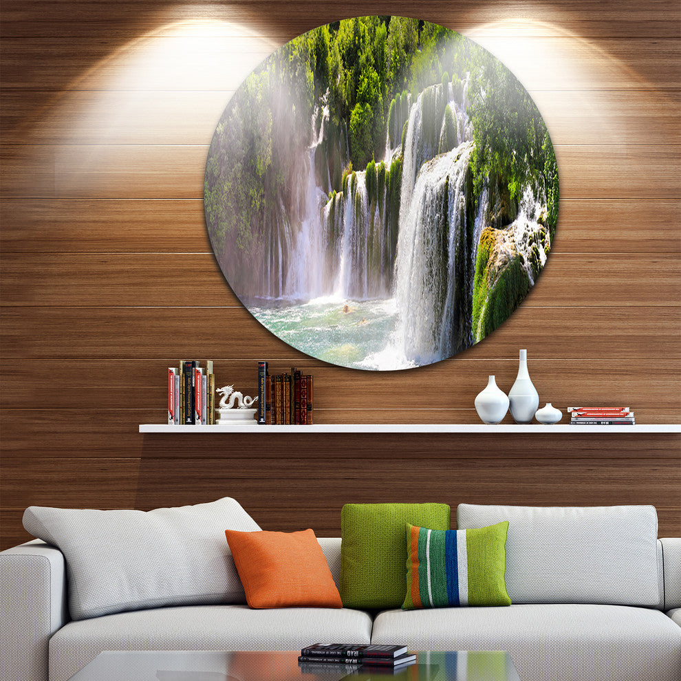Krka Waterfall Landscape, Round Wall Art, 11"