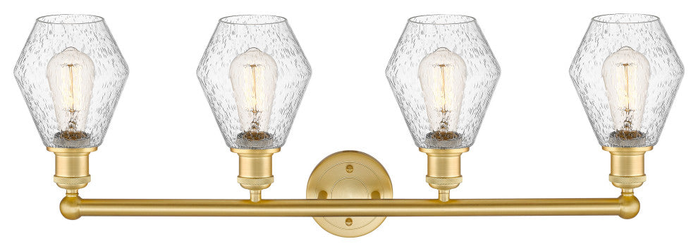 Cindyrella 4-Light 33" Bath Vanity Light, Satin Gold, Seedy Shade