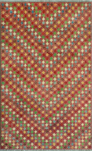 Balochi Bella Rose/Green Rug, 4'11x8'0