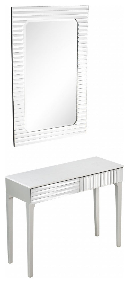 Silver Striped Mirror and Console Table