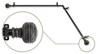 Ornament Corner Window Curtain Rod, Black, 120"-170"