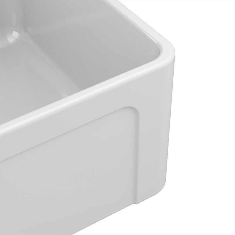 LaToscana Double-Bowl Reversible Fireclay Sink, White, 33"