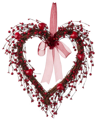 17"H Valentine's Berry Heart Wreath