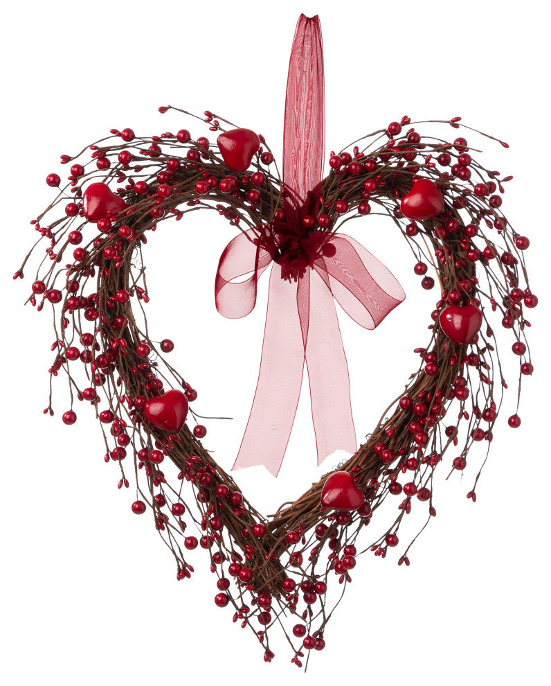 17"H Valentine's Berry Heart Wreath