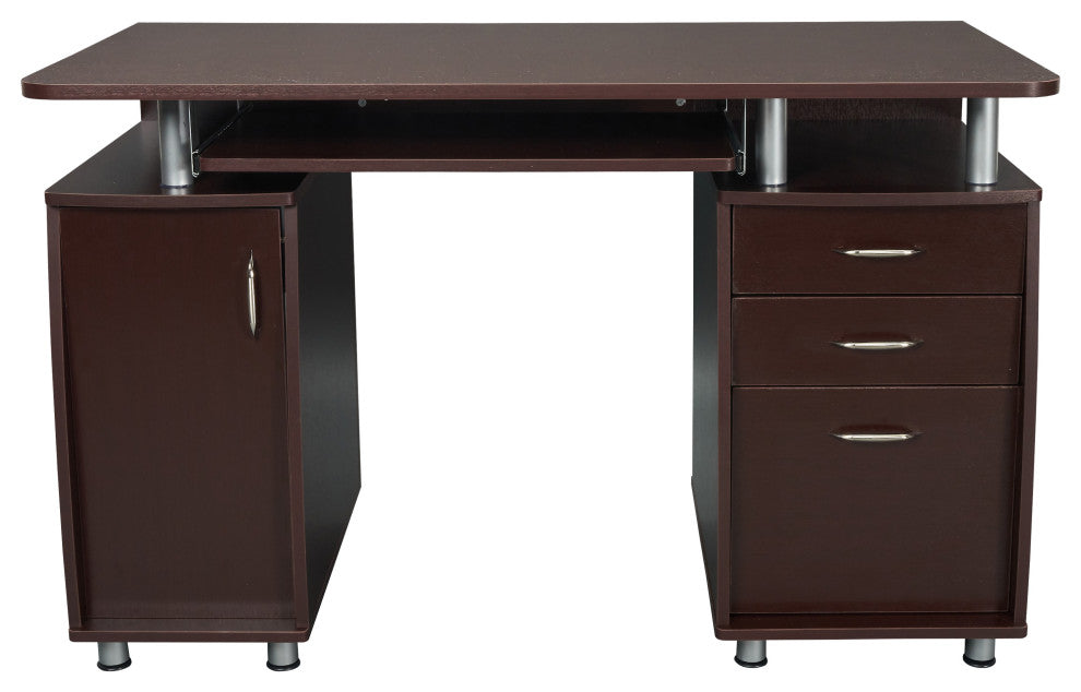 Techni Mobili Complete Workstation Computer Desk With Storage, Chocolate