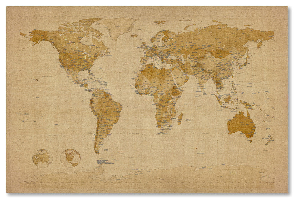 'Antique World Map' Canvas Art by Michael Tompsett