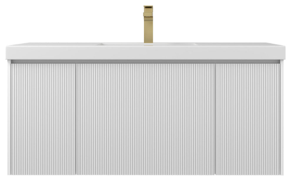 Floating Bathroom Vanity with Sink, Wall Mounted Vanity, White, 48" W/ Single Sink