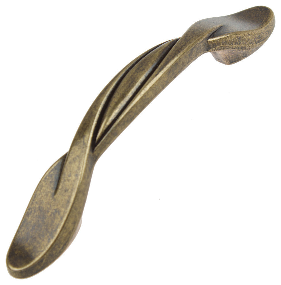 3" Center Twist Pull, Set of 3, Antique Brass