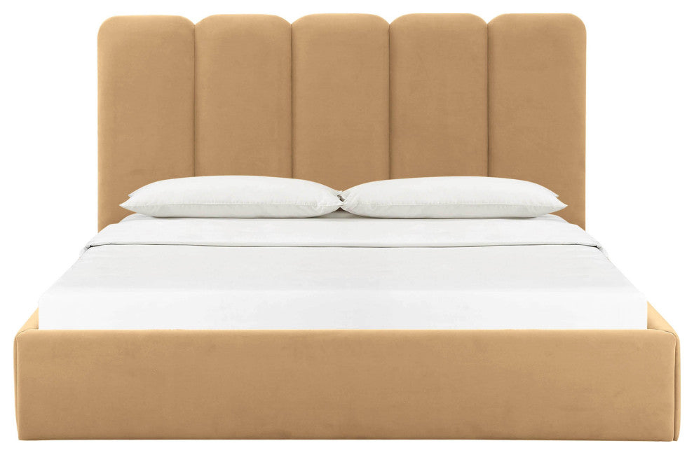 Palani Honey Velvet King Bed - Honey