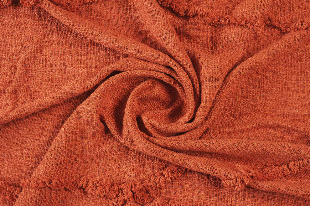 Bohemian Basics Decorative Diamond Tufted Cotton Throw Blanket, Clay