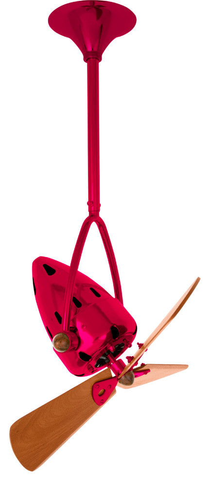 Jarold Direcional Directional Ceiling Fan With Mahogany Blades, Red