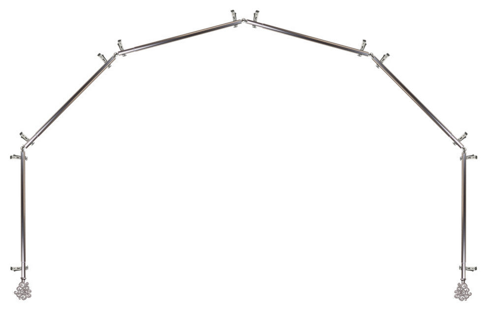 Fabritio 13/16" 6-Sided Bay Window Curtain Rod, Satin Nickel