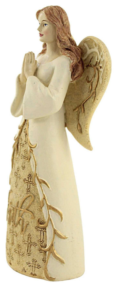 Figurine Faith Angel Polyresin Praying Hands Cross Church 20491