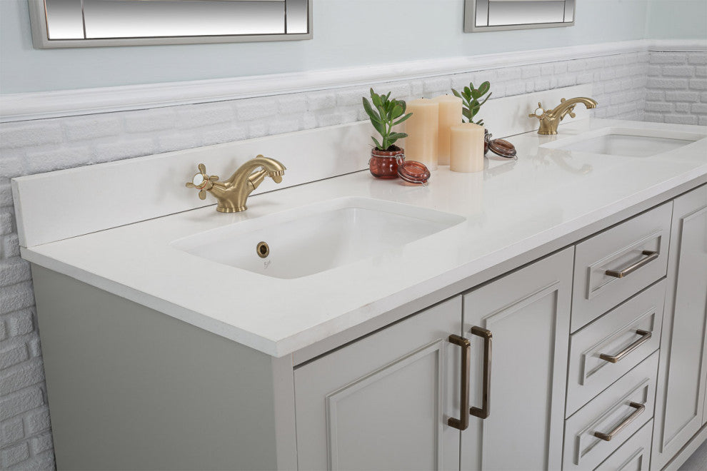 Albia Collection 72" Bathroom Vanity With Sink, Mirror, Countertop, Gray