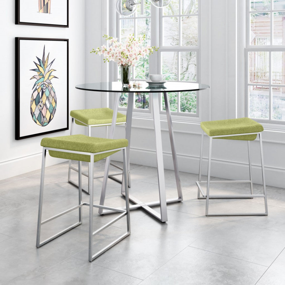 Mod Geo Chrome and Glass Round Dining Table