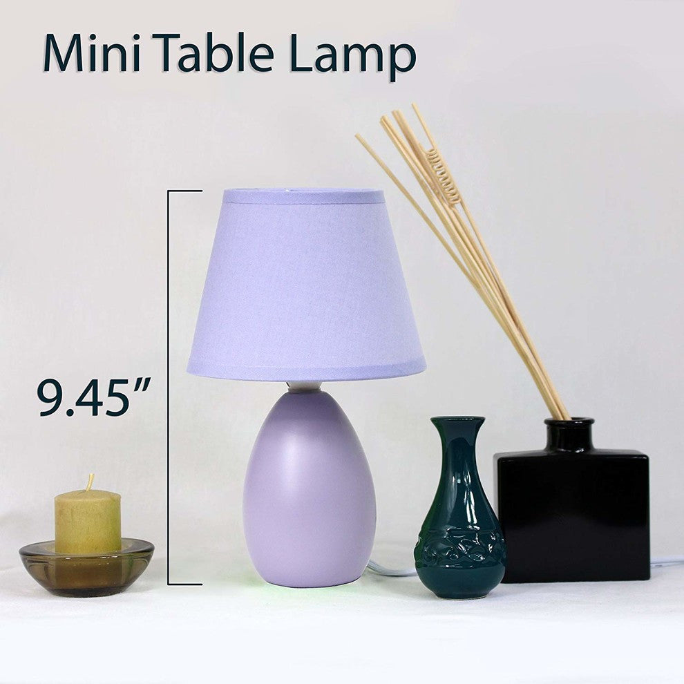 Simple Designs Mini Egg Oval Ceramic Table Lamp, Purple