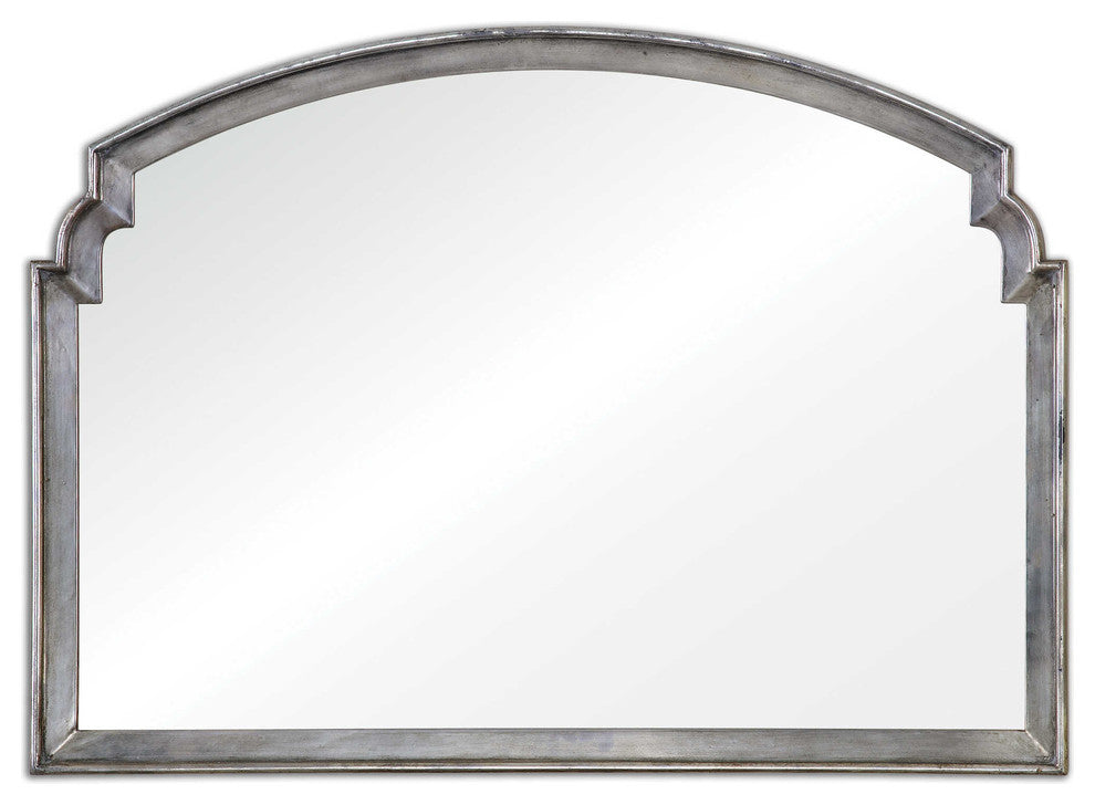 Luxe Extra Wide Silver Shaped Arch Wall Mirror 42 in Contemporary Classic Sofa
