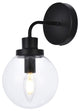 Helen 1-Light Bath Sconce, Black With Clear Shade