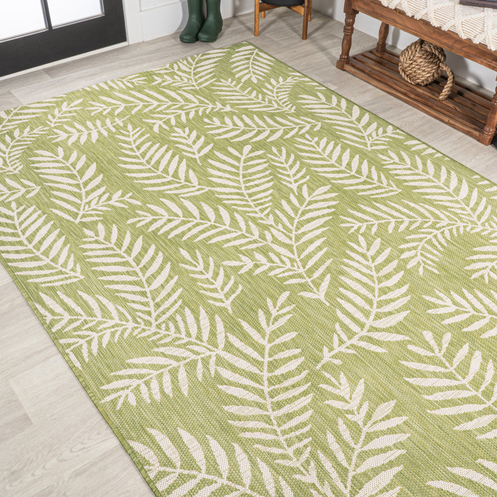 Nevis Palm Frond Indoor/Outdoor, Green/Cream, 4x6