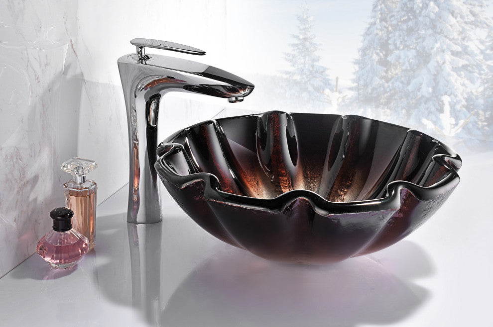 ANZZI Tara Series Tempered Glass Bathroom Vessel Sink
