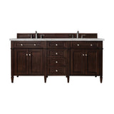 Brittany 72" Double Vanity, Burnished Mahogany, Victorian Silver Quartz