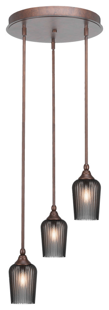 Empire 3-Light Cluster Pendalier, Bronze/Smoke Textured