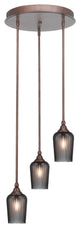 Empire 3-Light Cluster Pendalier, Bronze/Smoke Textured