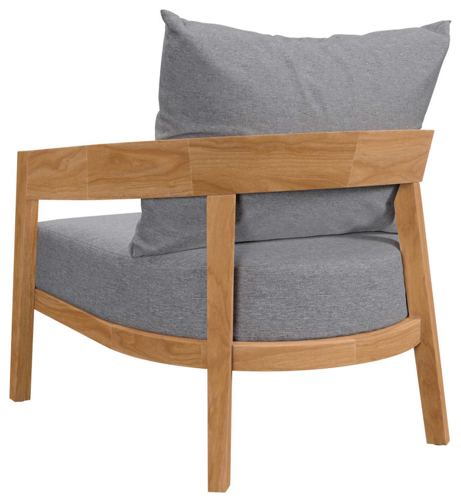 Lounge Chair Table Set, Gray Natural, Teak Wood, Modern, Outdoor Patio