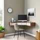 Transmit 47" Wall Mount Corner Walnut Office Desk, Walnut White