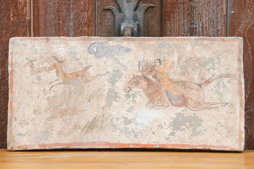 Hand-painted Hunting Scene Liao Dynasty Style Mural Tile