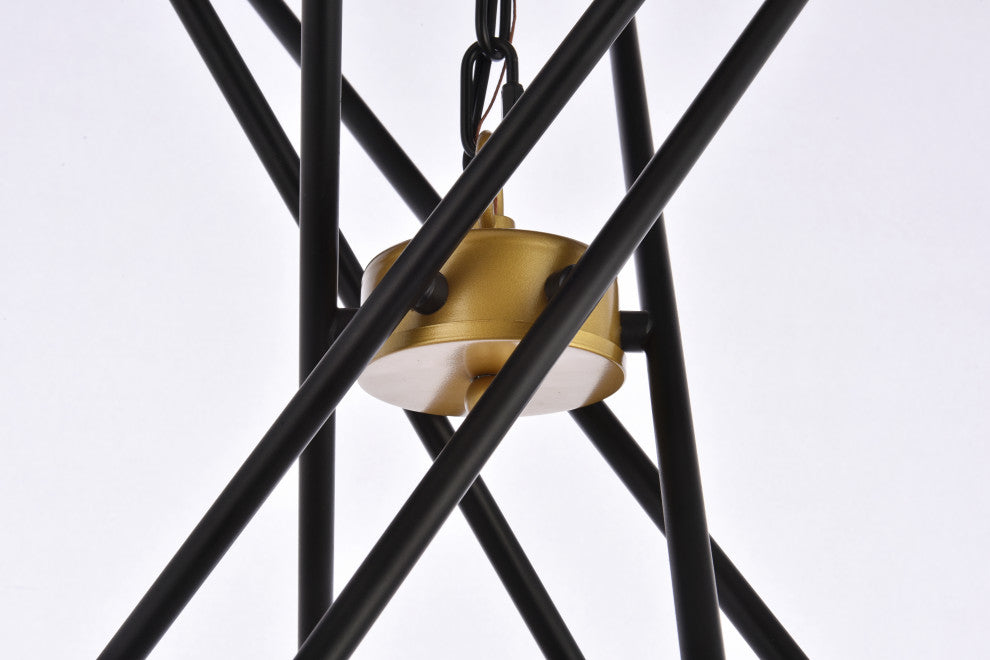 Carys 32" Pendant, Black and Brass