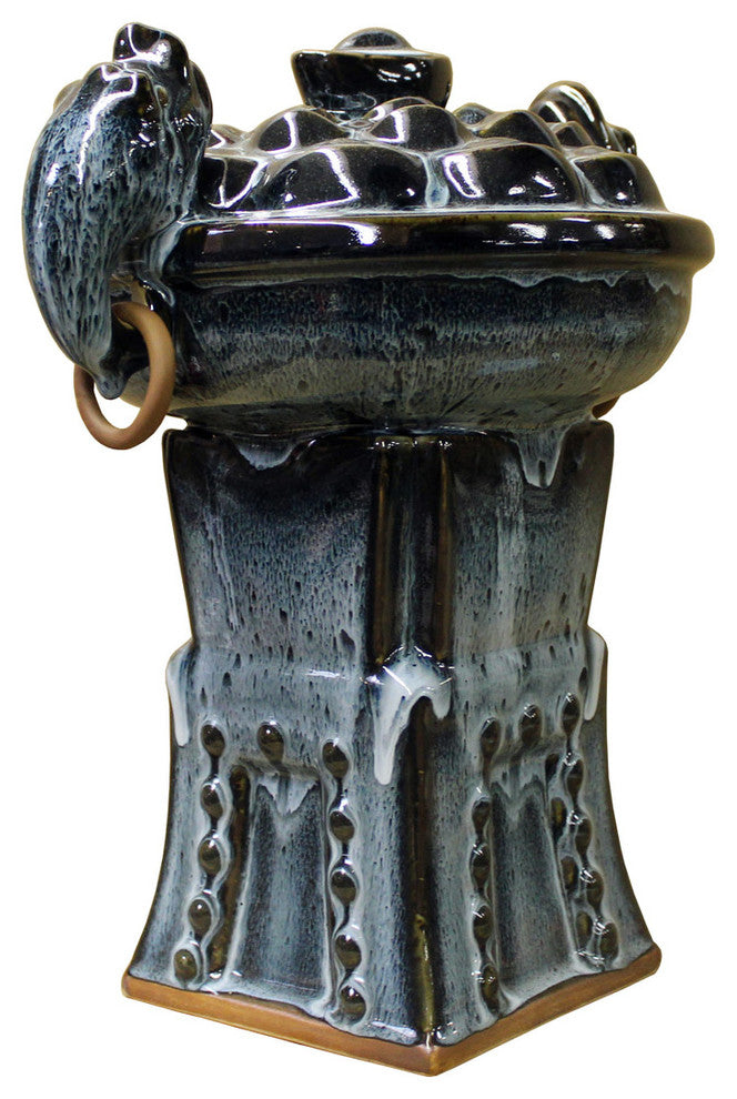 Blue Glaze Ceramic Dragon Ingot Ding Shape Figure cs2441