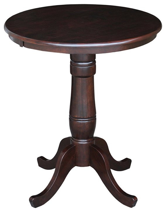 International Concepts 30" Round Wood Counter Height Dining Table in Rich Brown