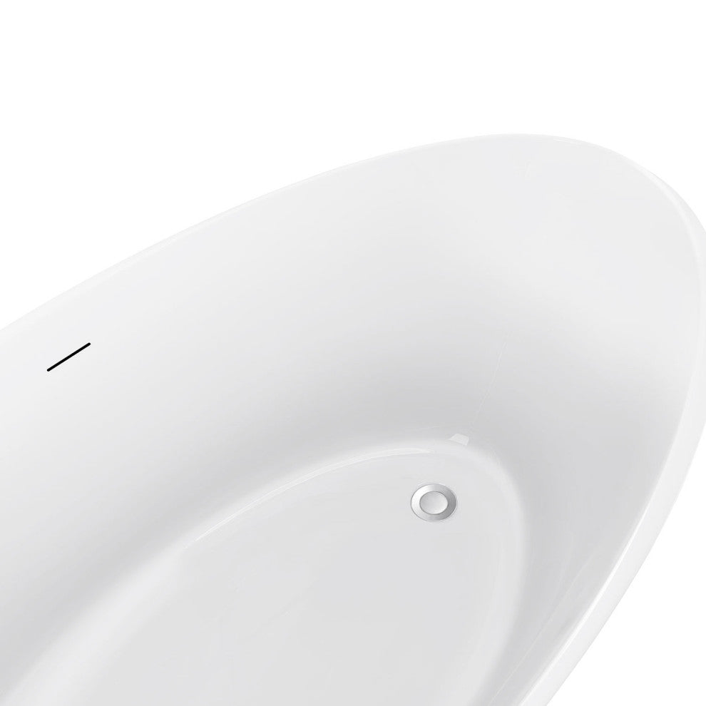 Acrylic Single Slipper Flatbottom Soaking Bathtub in White, 59" X 29"