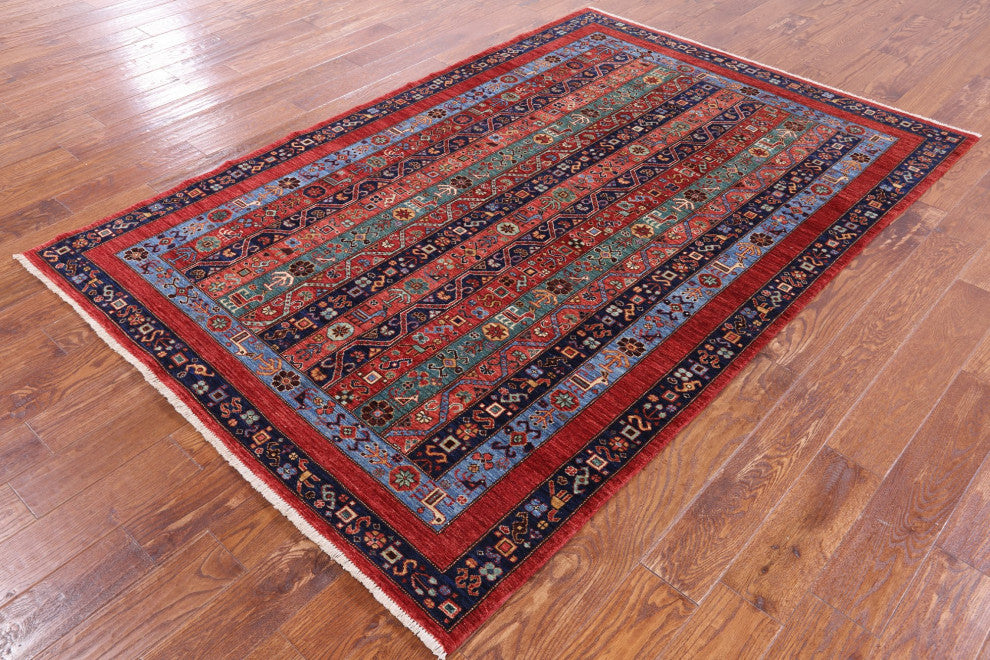 5' 2" X 7' 8" Hand-Knotted Shall Persian Gabbeh Wool Rug Q5002