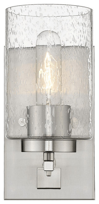 Silver Metal and Textured Glass Wall Sconce