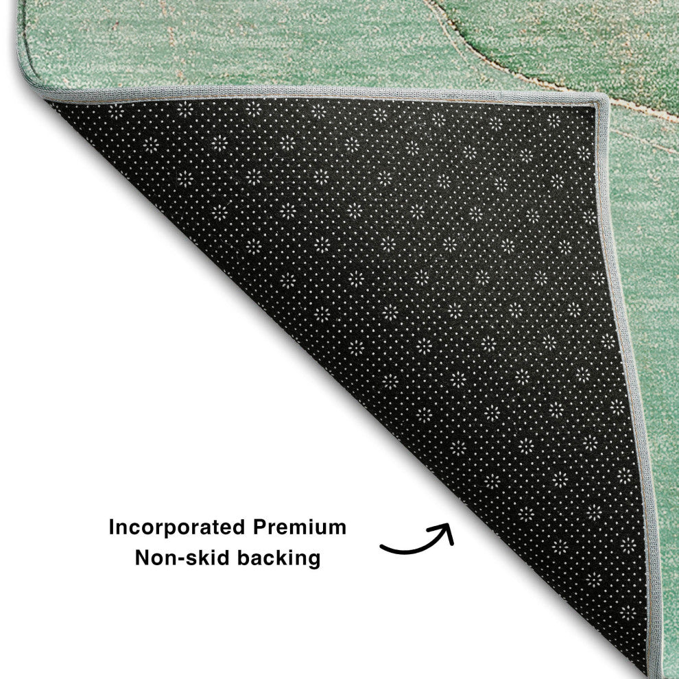 Premium Machine Washable Mayfield AMF508 Teal 5' x 7'6" Rug