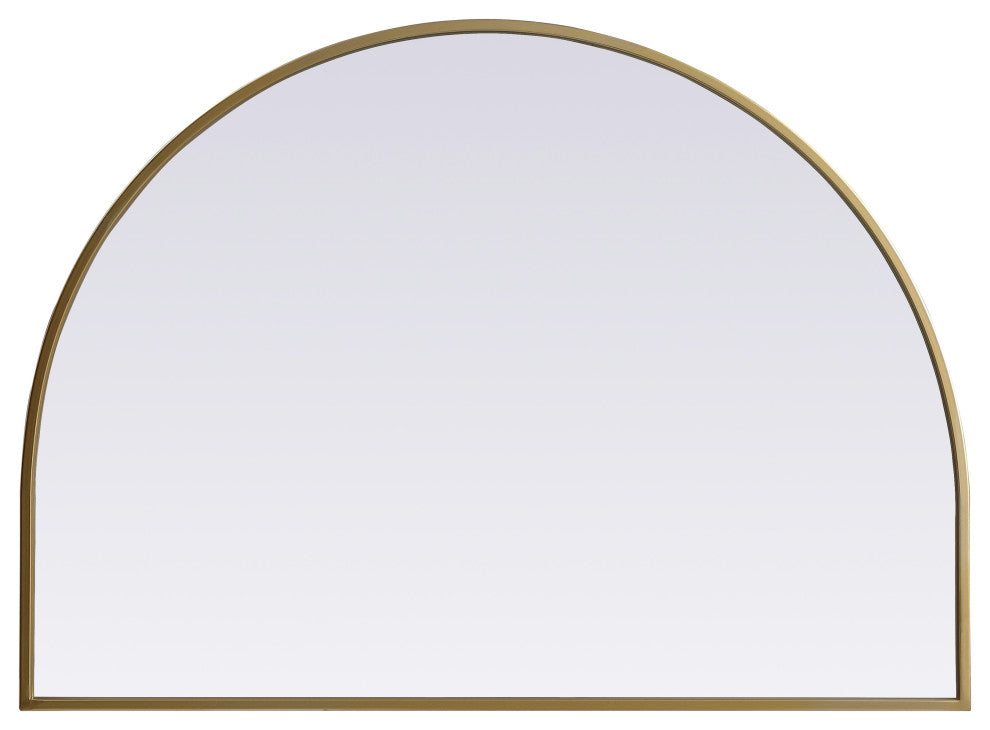 Metal Frame Arch Mirror 33X24 Inch, Brass