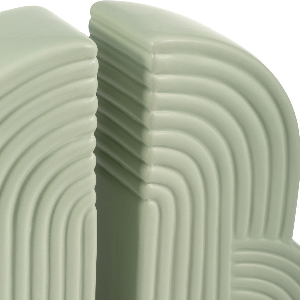 Ceramic Set of 2 13X10" Arches Bookends, Cucumber