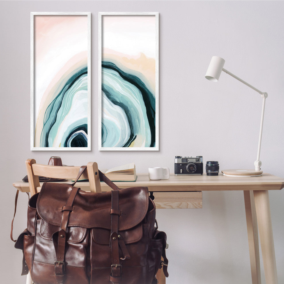 Abstract Seashell Interior Round Curves Blue Beige,13 x 30