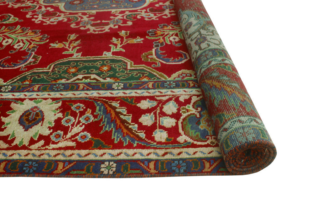 Fine Vintage Distressed Aibala Red/Ivory Rug, 9'9x12'11