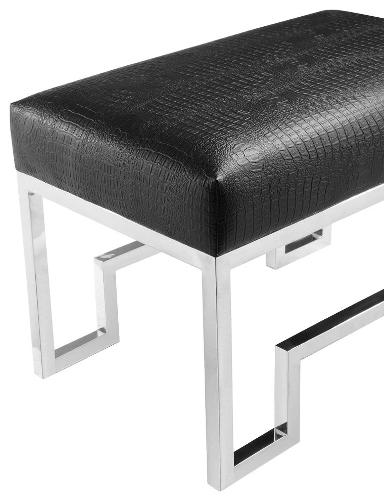 Laurence Stool, Silver and Black, Polish Steel
